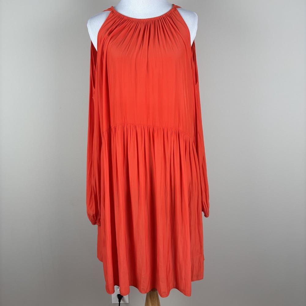 RAMY BROOK For‎ 2 Maternity Dress XS Orange Cold Shoulder Long Sleeve Babydoll